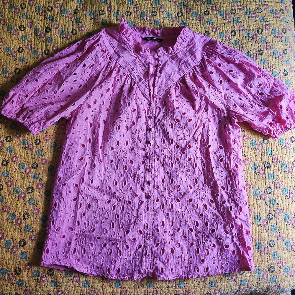 Pink Eyelet Women's Top S
